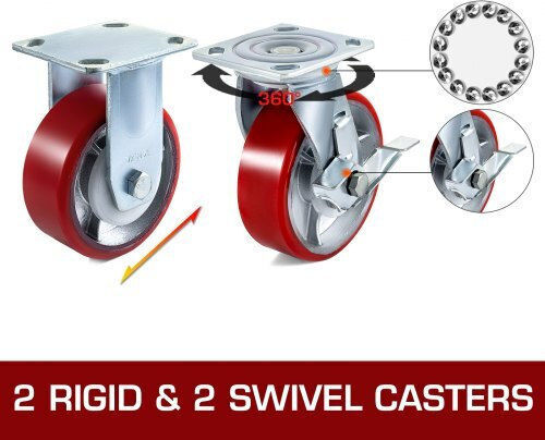 Vevor Roți Rotative Poliuretană Cu Frână 4 Bucăți 152.4mm