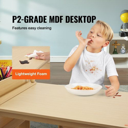 Kinder Tischset mit Stühlen zum Malen aus Holz Beige Vevor