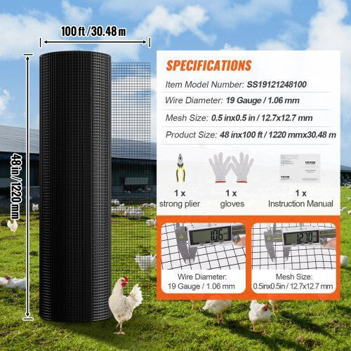Vevor Draht für Gartenzaun aus PVC 1Stück Black