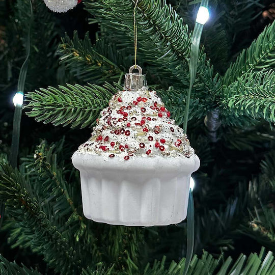 Hängendes Ornament Cupcake Rot 6cm Set 6Stück