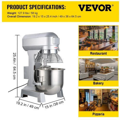 Vevor Επαγγελματικό Ζυμωτήριo 600W
