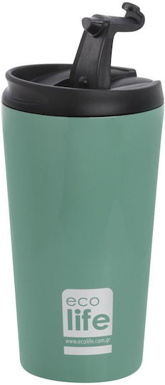 Ecolife Coffee Cup Glass Thermos Stainless Steel BPA Free 370ml Light Blue