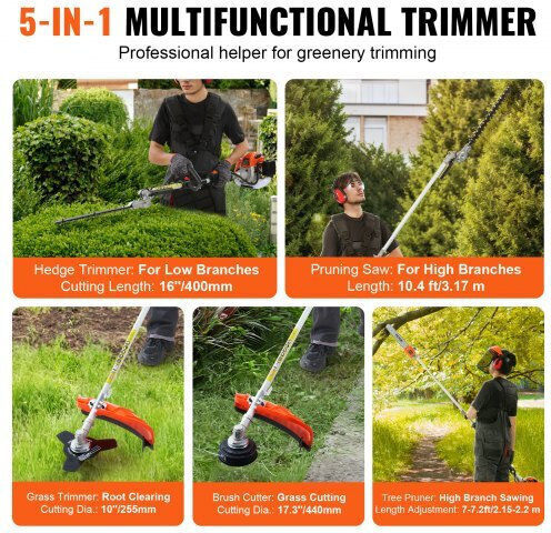 Vevor Vevor Garden Multi Tools Gasoline 2 in 1 Hedge Trimmer Attachment Extension