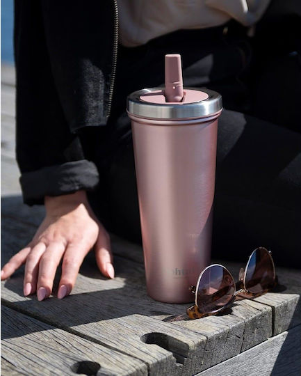 SmartShake Bohtal Glass Thermos Stainless Steel 750ml Pink with Mouthpiece