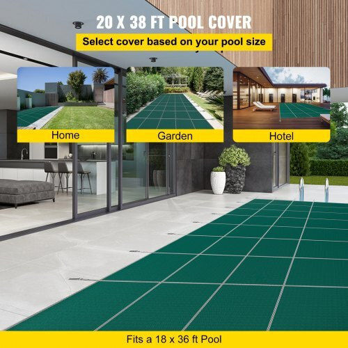 Husă de Siguranță pentru Piscină Vevor 18x36ft Piscine Rectangulare Verde Yycm18x36jzytycg1v0