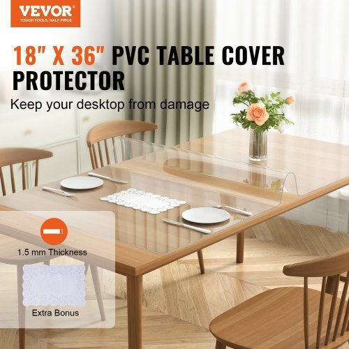 Vevor Transparenter Tischschutz 18" x 36" 1,5 mm PVC Wasserdichte Tischdecke Zfxzbyctmspvcvczav0