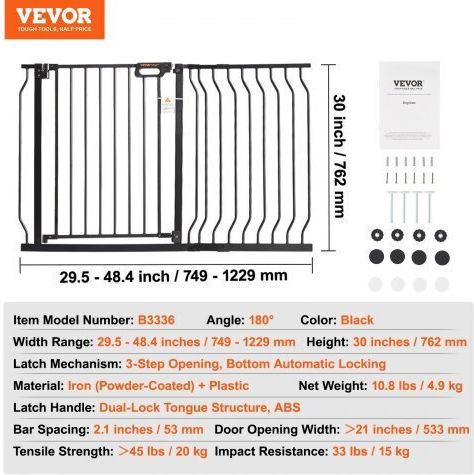 Vevor Door Dog made of Plastic in Black Color 76.2 x 76.2 x 76.2cm