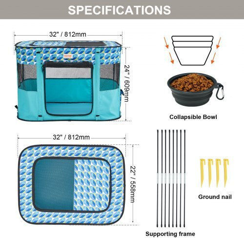 Vevor Foldable Park Dog & Cat Octagon made of Fabric 81.28 x 81.28 x 81.28cm