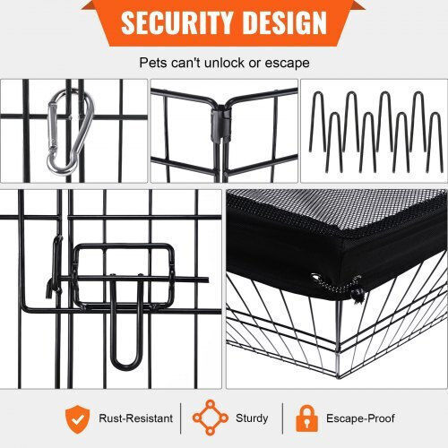 Faltbarer Laufstall Hunde Katzen Kaninchen Vevor 1600 x 1600 x 610 mm Metallabdeckung Modular