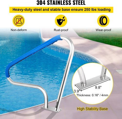 Vevor Pool Handle made of Stainless Steel 121.92x91.44cm Blue