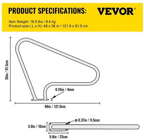 Vevor Pool Handle made of Stainless Steel 121.92x91.44cm Blue