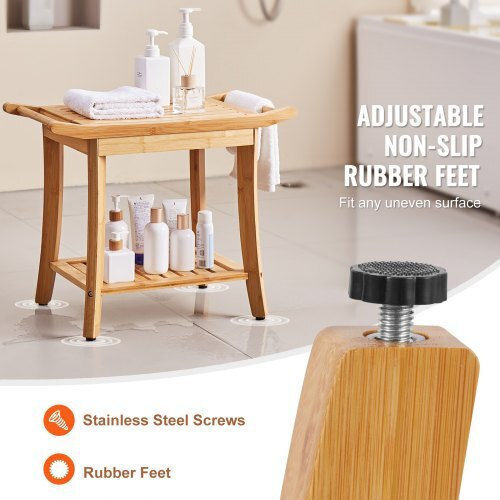 Vevor Floor Bathroom Shelf Wooden 24x13.8x18.9cm White