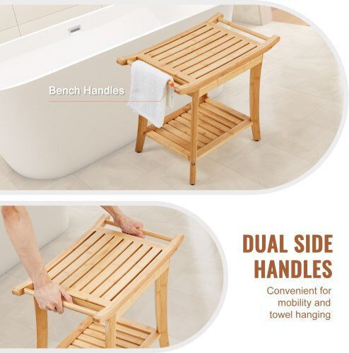 Vevor Floor Bathroom Shelf Wooden 24x13.8x18.9cm White