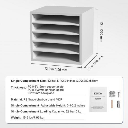 Vevor Δίσκος Εγγράφων Λευκός 13.9x12x13εκ.