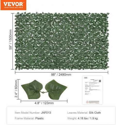 Vevor Изкуствена панелна листва 2.49x1.5м