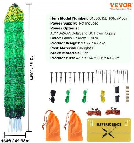 Vevor DXJCWLW42IN1LYCCLV9 Plasă Echipament de Împrejmuire Electrică