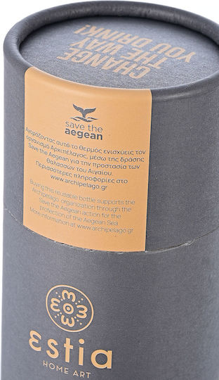 Estia Travel Flask Save the Aegean Ανακυκλώσιμο Μπουκάλι Θερμός Ανοξείδωτο BPA Free 500ml Matte Grey