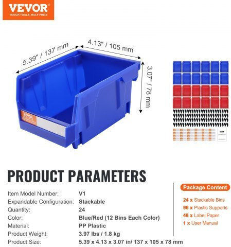 Vevor Plastic Tool Bin Organiser W5xD4xH3cm