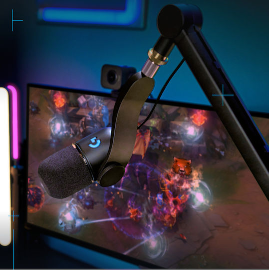 Logitech Yeticaster Gx Dynamic Rgb Gaming Mic Δυναμικό Μικρόφωνο USB Clip On για Φωνητικά σε Μπλε Χρώμα