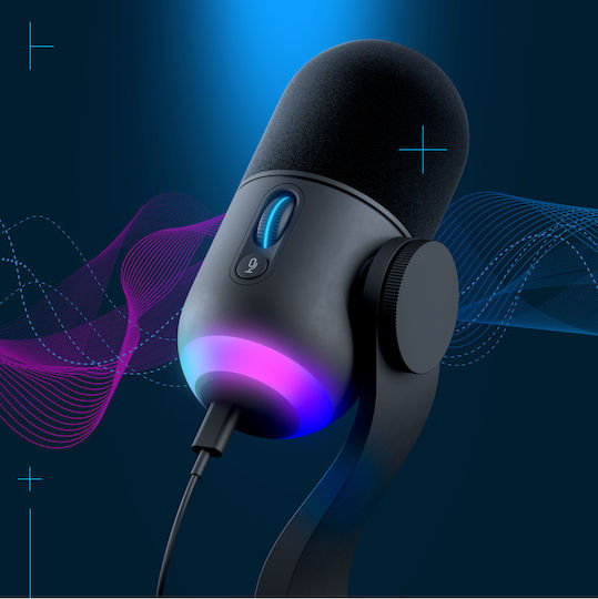 Logitech Yeticaster Gx Dynamic Rgb Gaming Mic Δυναμικό Μικρόφωνο USB Clip On για Φωνητικά σε Μπλε Χρώμα