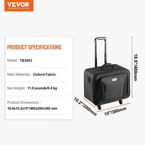 Vevor Fabric Cosmetic Case Black H38xW48xD26cm