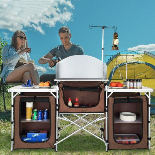 Vevor Aluminium Campingmöbel Für Camping Plegbares Schrank 174x176x46cm Braun