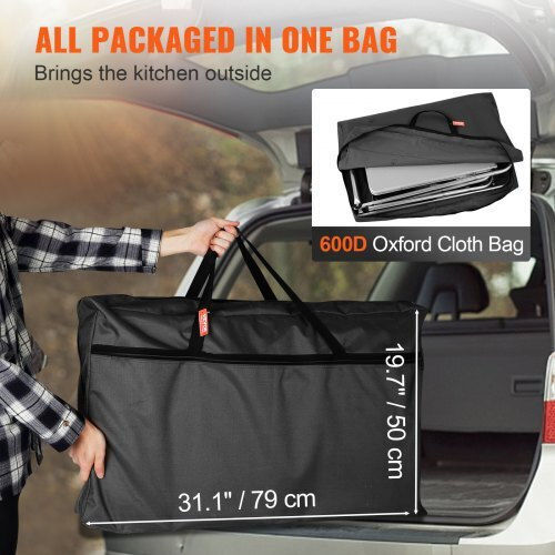 Vevor Τραπέζι Αλουμινίου για Camping Πτυσσόμενο 174x176x46cm Μαύρο