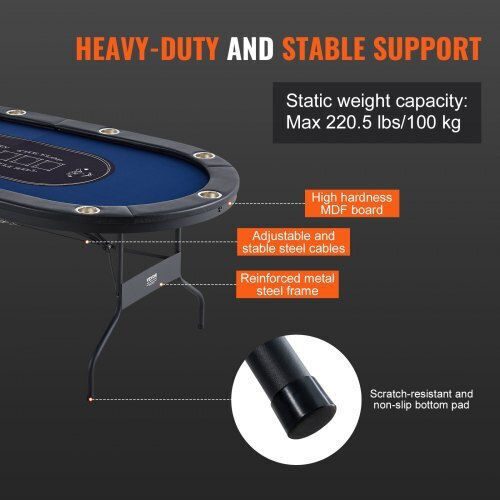 Vevor 84" Oval Casino 10-Person Folding Poker Table