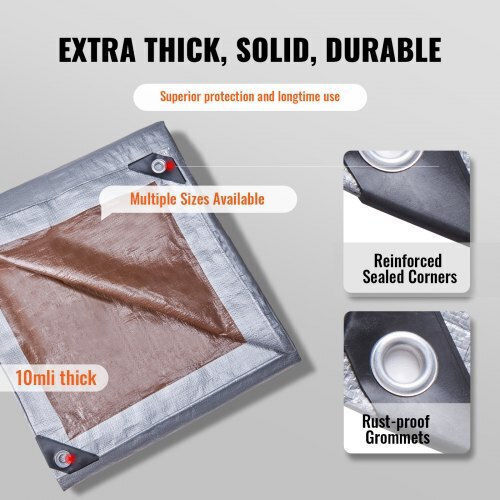 Vevor Waterproof Tarpaulin 6.096m. Silver