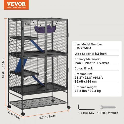 Kleintierkäfig 4 Ebenen Räder Vevor 164,1 cm Jsxdl362463irpizqv0