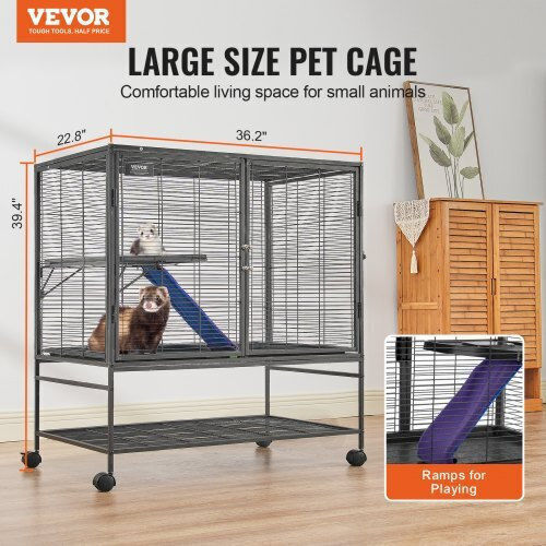 Small Animal Cage 2 Levels Wheels Tray Vevor 39" Jsxdl362439if6cogv0