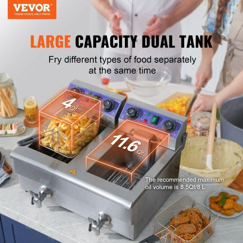 Vevor Elektrische Fritteuse Doppel 6kW Kapazität 2x11.6lt