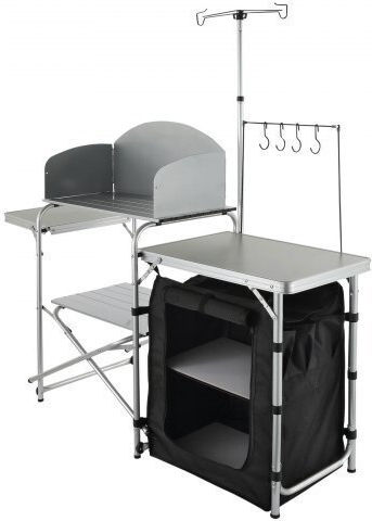 Vevor Folding Portable Camping Kitchen Table 1 Cabinet & Wind Protector
