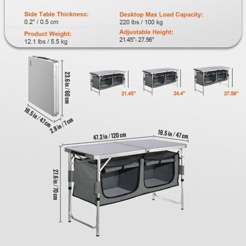 Vevor Metallic Cupboard for Camping Folding in Case 120x47x70cm White