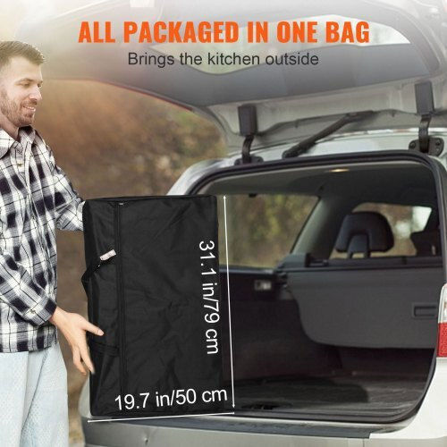 Vevor Folding Portable Camping Kitchen Table 1 Cabinet & Wind Protector