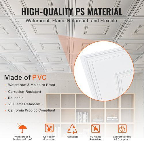 Vevor Плочка За под На закрито Матов 60.96x60.96см White
