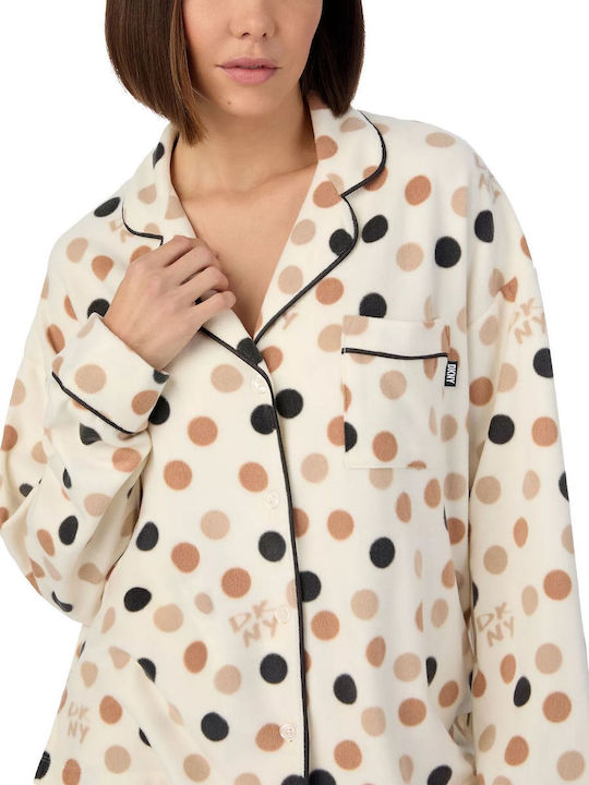 DKNY Winter Damen Pyjama-Set White Cozy Season