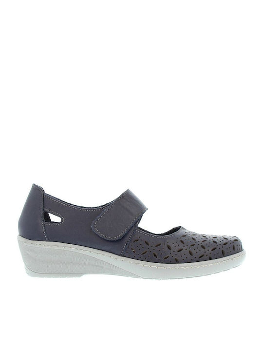 Ανατομικά Γυναικεία Slip-On Δερμάτινα Μπλε