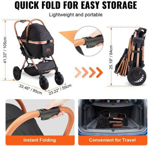 Vevor Pet Stroller 4 Wheels 30kg Black Cwtccgk4qdhdt793ev0