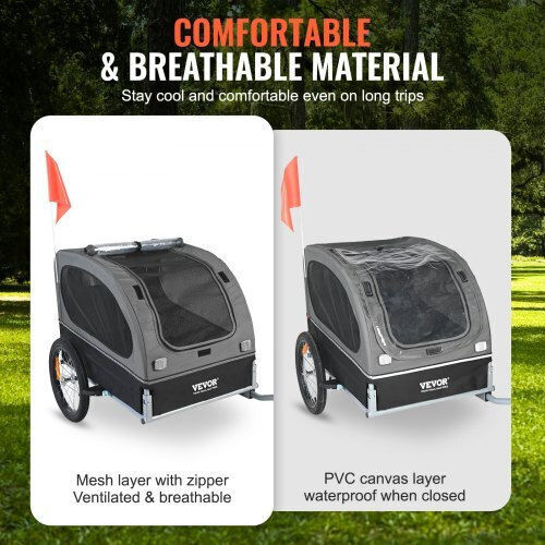 Vevor Dog Bicycle Trailer Up to 40 Kg Black Grey Tcscwzxctc106aqokv0
