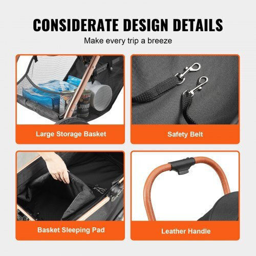 Vevor Pet Stroller 4 Wheels 30kg Black Cwtccgk4qdhdt793ev0