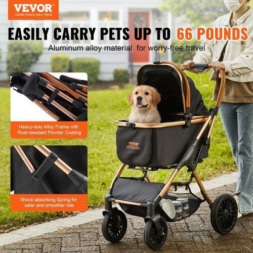 Vevor Pet Stroller 4 Wheels 30kg Black Cwtccgk4qdhdt793ev0