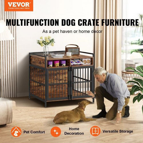 Vevor Dog Wire Cage Large Brown 104x59.9x57cm