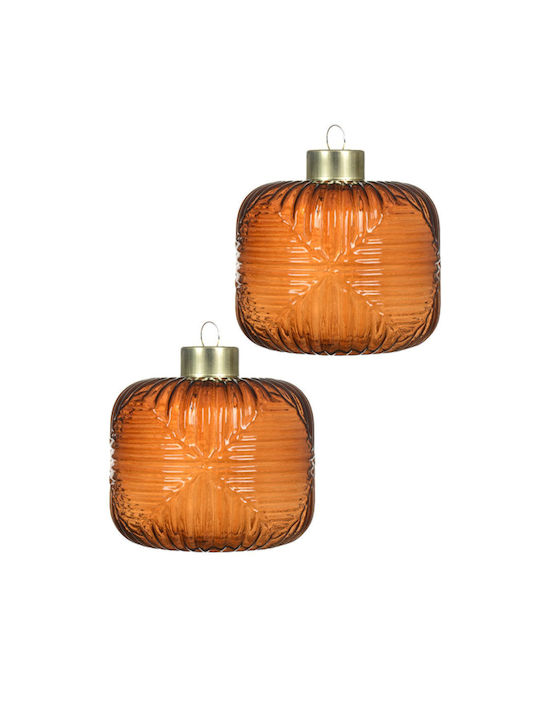 Set Weihnachtsbaumschmuck Kürbisse Glasartig Orange 7.8x8.6cm 2Stücke Set Weihnachtsbaumschmuck Kürbisse Glasartig Orange 7.8x8.6cm 2Stücke