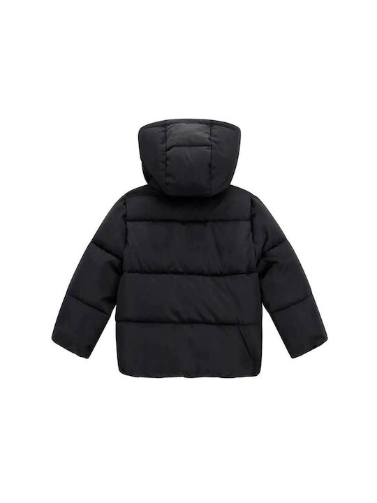 Guess Kids Coat with Hood Jet Black