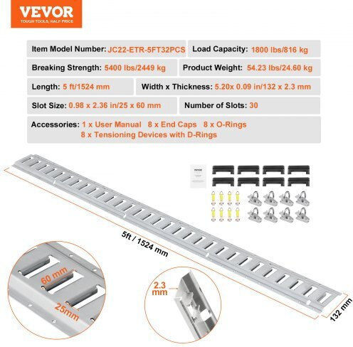 Σετ Δεσίματος Vevor E Track 34 Τεμ 5ft Rails & Αξεσουάρ Ασφάλισης Φορτία Μοτοσυκλέτες & Ποδήλατα Ysdxe5ft32pcsrmmsv0