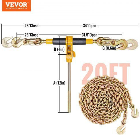 Vevor Chain Binders 2pcs 3/8"-1/2" 12000 Lbs Anti-Slip Handle Trucks