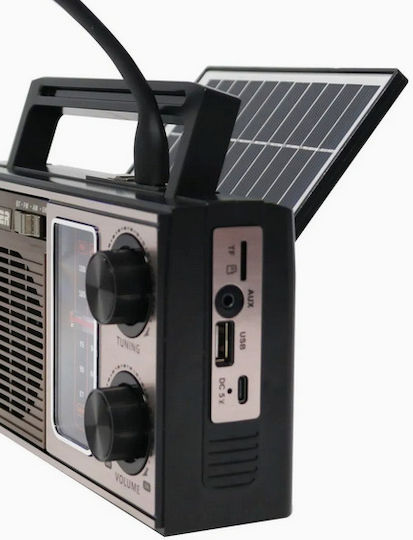 370090_r Retro Portable Radio Solar with Bluetooth and USB Red