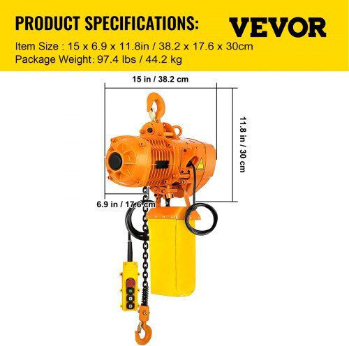 Електрически верижен телфер Vevor 1000 кг 4 м подем еднофазен Ddhlhlcswpj2izc0tv2
