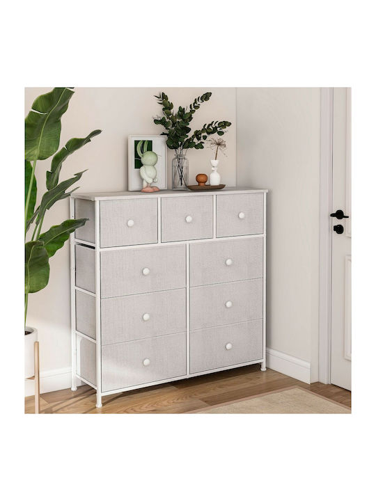 Wooden Chest of Drawers White with Fabric Coating 100x30x100cm